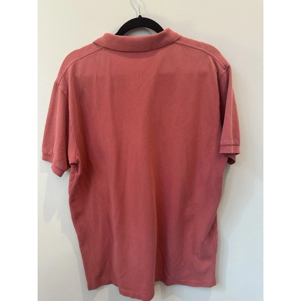 Large Polo Ralph Lauren men's polo shirt coral red cotton piqué fabric